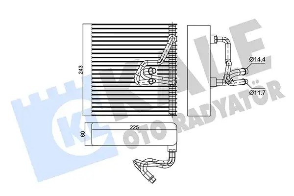KALE Opel Combo ve Corsa C Evaporatör 225×243×60 mm Alüminyum Kanatçık