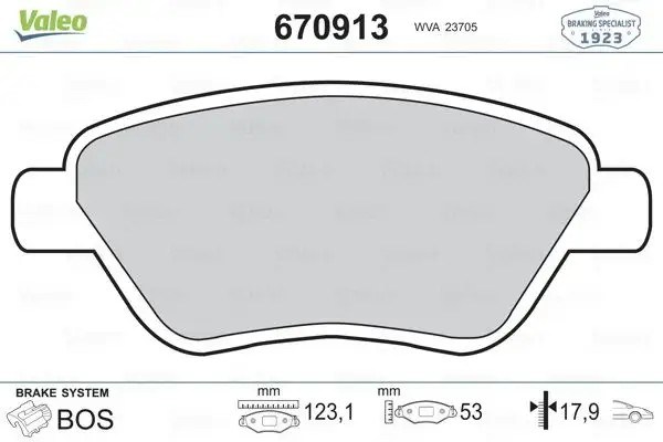 VALEO Fiat Linea, Stilo ve Peugeot Bipper 1.3-1.4 Ön Fren Balatası 123 mm