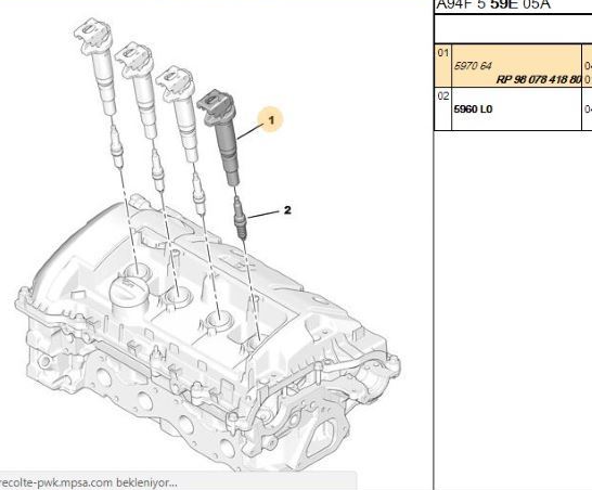 PSA Ateşleme Bobini (Peugeot 208, 3008, 308, 207, P.TEPE, EP6C)