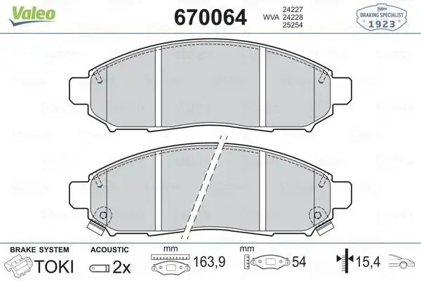 VALEO Nissan Navara 2.5 dCi Ön Fren Balatası 164 mm