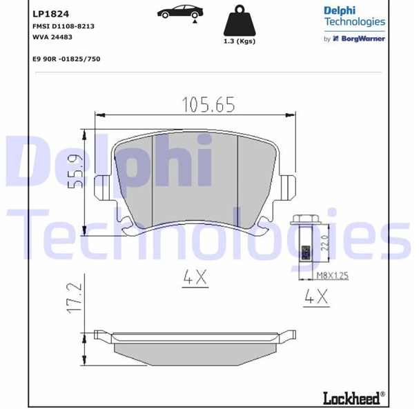 Delphi Arka Fren Balatası (Audi A4, A6, Volkswagen Caddy III, Golf V-VI, Passat 10-)