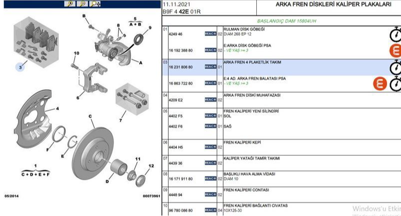 PSA Arka Fren Balatası 87 mm (Passat, 307, Megane, Berlingo)