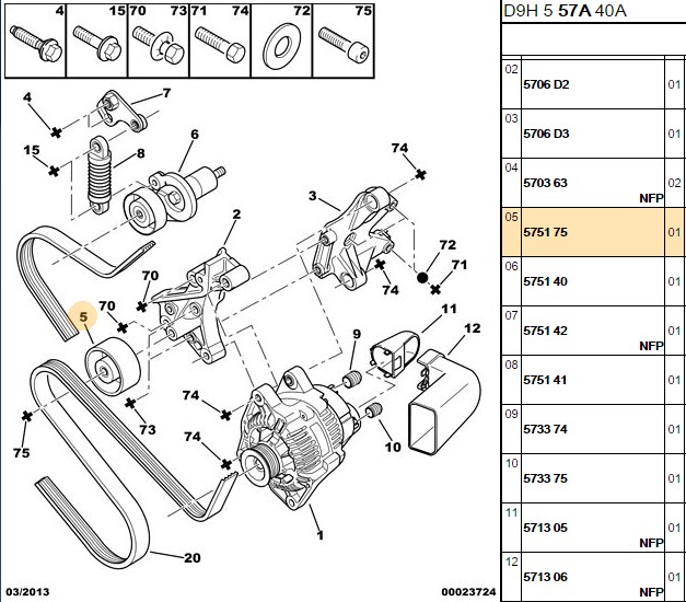 ALTERNATOR RULMAN 206 CC 1.6 16V 00-