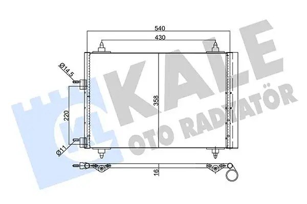 KALE Peugeot 307 1.4 ve 1.6 Hdi Klima Radyatörü 540x358x16 mm
