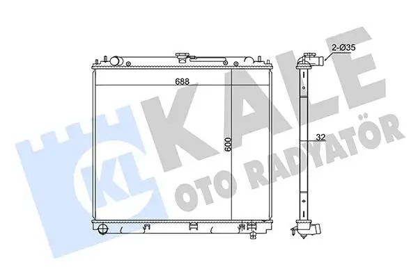 KALE Nissan Navara 2.5 dCi Su Radyatörü 600×688×32 mm Lehimli