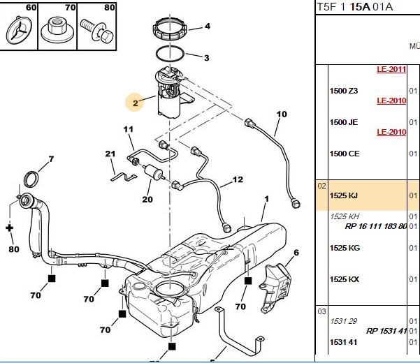 YAKIT SAMANDIRASI KOMPLE 307 C4 C5 14 16 20