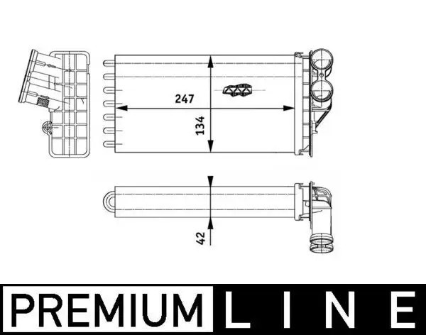 MAHLE Peugeot 307 ve Citroen C4 Kalorifer Radyatörü 247x134x42 mm