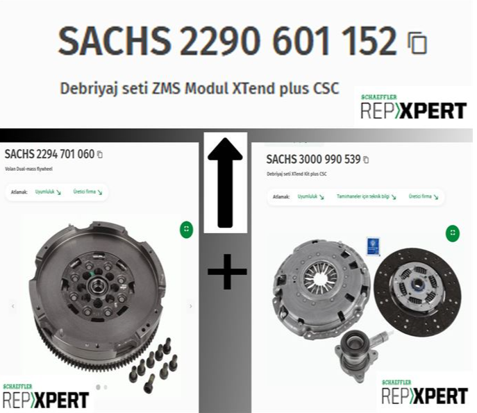 SACHS Debriyaj Seti (Volan + Debriyaj Seti + Rulman) (Ford Transit TTS)