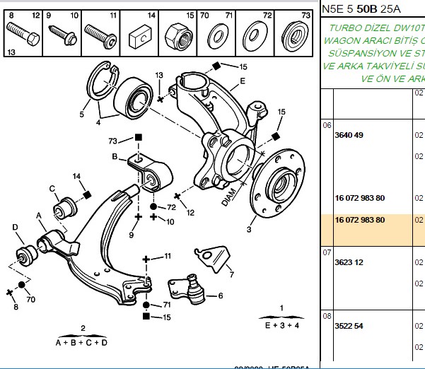 EUROREPAR Peugeot 306 1.8 ve 1.6 Ön Aksın Solu ve Sağı 18 mm Pimli Alt Rotil