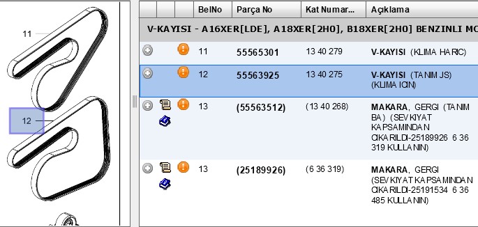 V Kayışı (Benzinli Motorlar İçin, INSIGNIA ASTRA J)