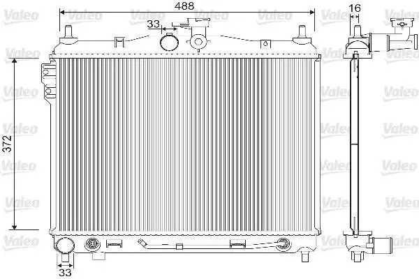 Valeo Hyundai Getz 1.3/1.4 Radyatör 372×488×16 mm