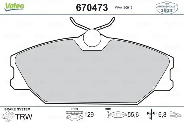 VALEO Renault Laguna ve Megane 1.6, 1.9, 2.0 Ön Fren Balatası 129 mm