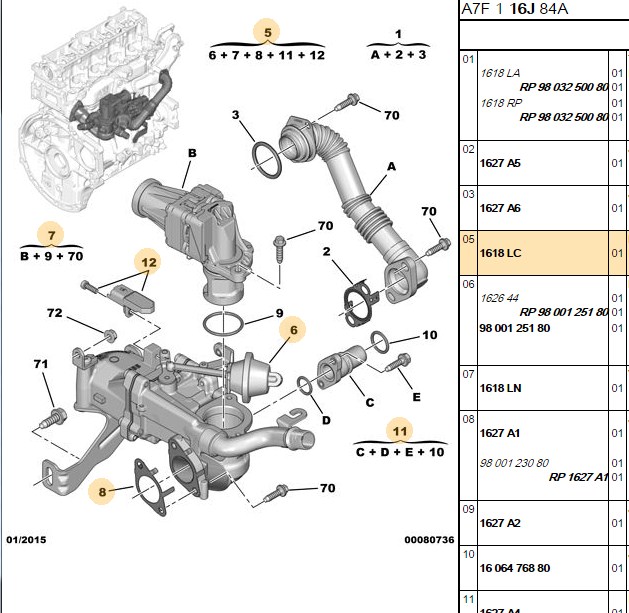 Pierburg EGR Soğutucu (Citroen Berlingo 10- C3 II 09- C4 II 09- C4 Picasso 10-)