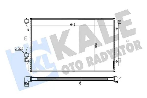 KALE Audi A3 Seat Altea Skoda Octavia Su Radyatörü 645×408×26 mm Lehimli