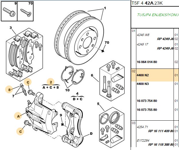 FEBI Peugeot 307 ve Citroen C4 Ön Sol Fren Kaliperi 1 Piston