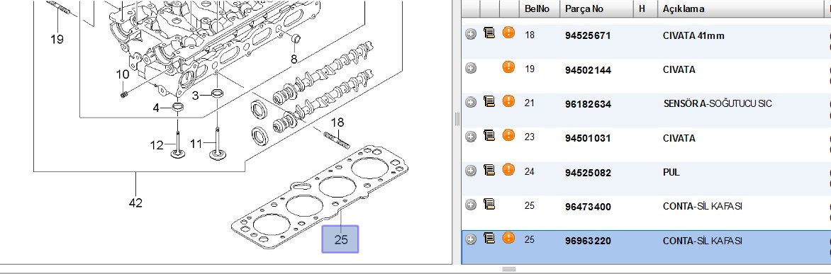 SILINDIR KAPAK CONTASI 16V (LACETTI / KALOS) (96473400)