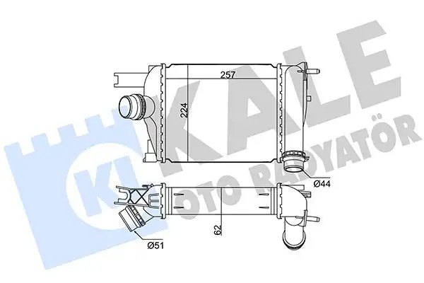 KALE Renault Clio, Captur ve Dacia Sandero 1.5 dCi Turbo Radyatörü 257×224×62 mm