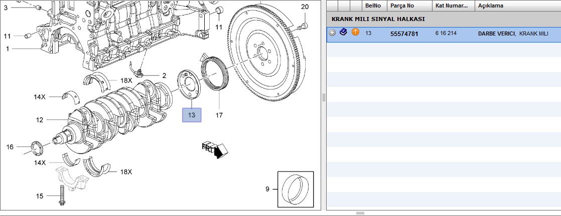 Krank Mil Okuyucu (Opel Insignia A, Astra J, Corsa E, Mokka 1.6, 1.8)