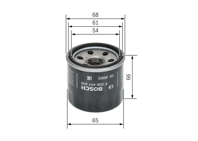 BOSCH Hyundai i20, Kia Picanto ve Mazda 2 1.3 Yağ Filtresi 65x66 mm