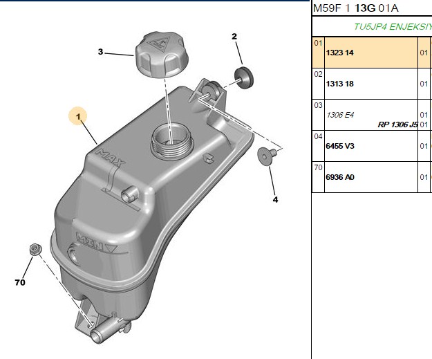 MAHLE Yedek Su Depo (150x350) Citroen XSara Berlingo (ENo:8MA376755004)