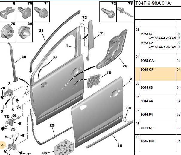 Sağ Ön Kapı Menteşesi (Peugeot 3008/5008)