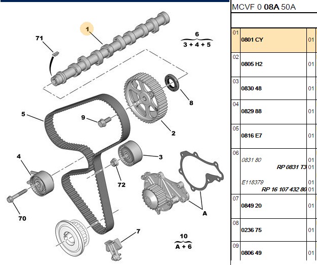 Eksantrik Mili (Ford Fiesta, Fusion 02-08, Peugeot 206, 307, Citroën C3, C2-C OEM:0801.CY)