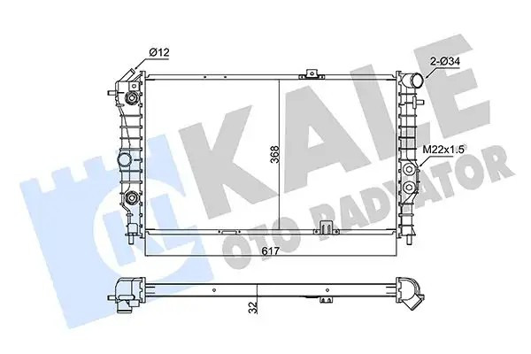 KALE Opel Vectra A 1.6, 2.0 Otomatik Şanzımanlı Radyatör 617×368×32 mm