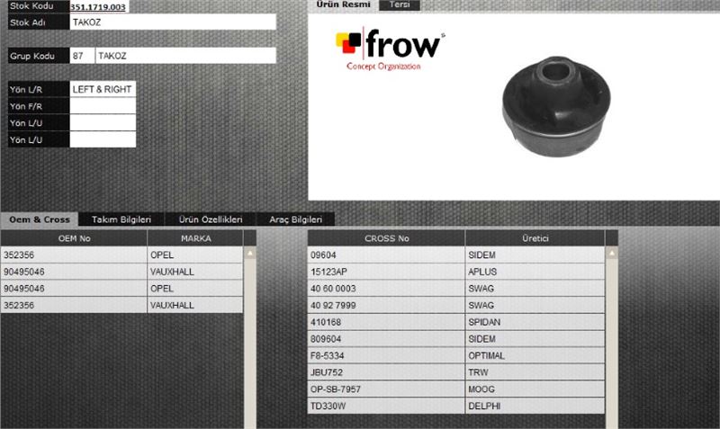 FROW Opel Astra F ve Vectra A Büyük Salıncak Burcu 829007510