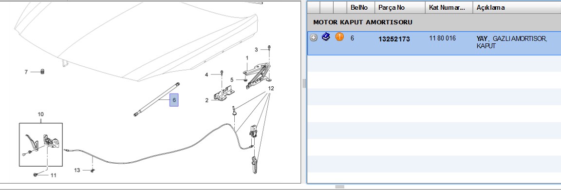 Motor Kaputu Dayama Amortisörü (1180016)