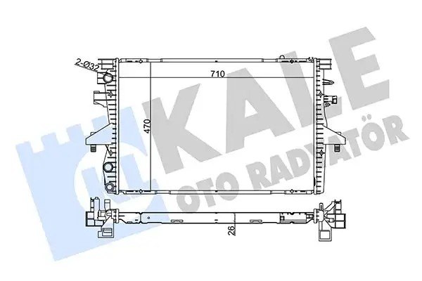 KALE Volkswagen Transporter T5 1.9 Tdi Su Radyatörü 710×470×26 mm Lehimli