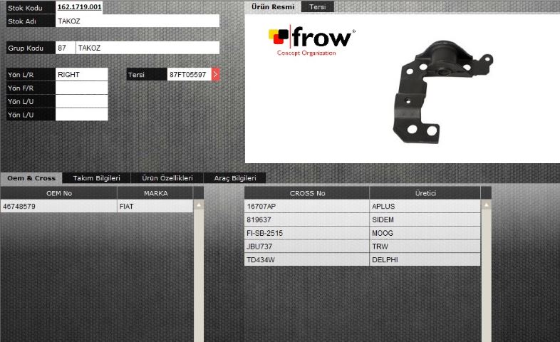 FROW Fiat Palio, Siena, Albea ve Doblo Arka Sağ Salıncak Burcu