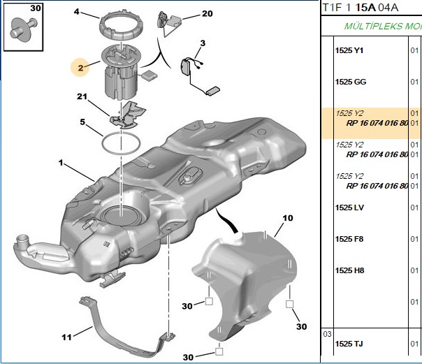 YAKIT POMPASI (3.5 BAR) PEUGEOT P206 P206 (T3E) 406 YM 1.1  1.4I 1.6 16V 2.0 16V (BENZIN) 95- TU1A TU3AE5 TU3A EW10J4 EW12J4 ES9J4 XU5JP TU5JP4 EW7J4