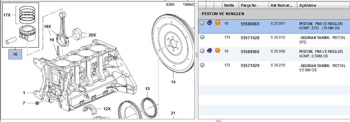 PISTON-SEGMAN (STD) OPEL ADAM ASTRA J CORSA D MERIVA B CORSA E 1.4 A14XEL Z14XEP A14XER B14XEJ