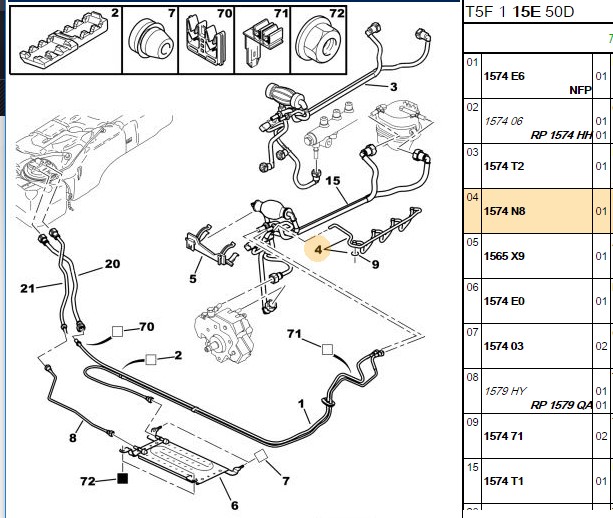 Enjektör Geri Dönüş Hortumu (Peugeot P206, P307 1.4 HDI)