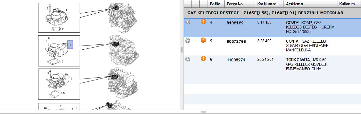 Gaz Kelebeği Kutusu (Opel Astra G, Combo, Corsa C, Meriva A, Vectra B-C, Zafira A) 1.4 16V 98-