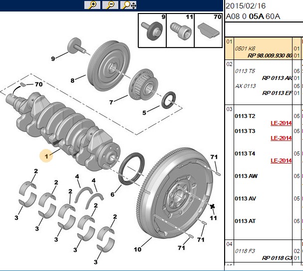 KRANK MILI PEUGEOT 206 CITROEN BERLINGO FORD C-MAX FOCUS16 HDI-TDCI 04- DV6 (DV6C DV6DTED DV6TED4 DV6ATED4