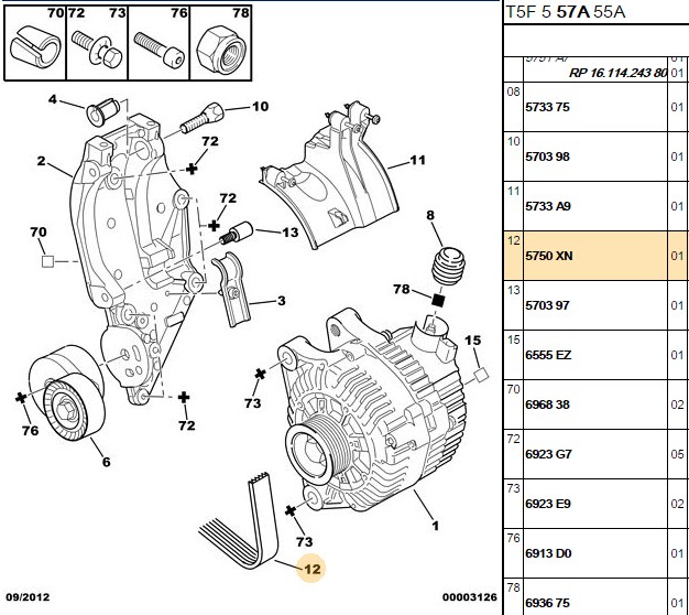 Alternatör (V) Kayışı (Peugeot 307, 308, 407, 508)