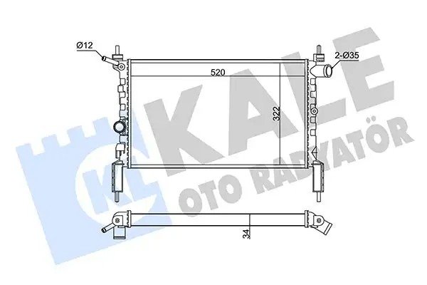 KALE Opel Astra F 1.4 ve 1.6 Su Radyatörü 520x322x34 mm