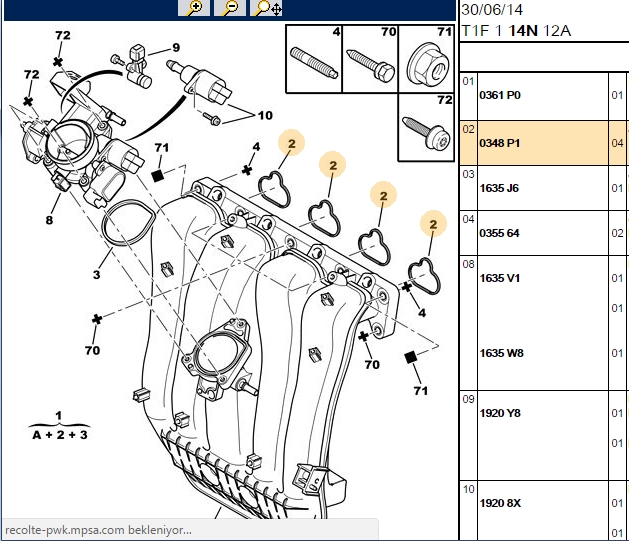 Frow Emme Manifoldu Conta (Peugeot 206, 307, 308, 406, 407, 607, 806, 807, Citroen C4, C5 II, C5 X7, C8, EW10J4 2.0 16V)