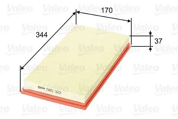 VALEO Mitsubishi Carisma ve Volvo S40 1.6/1.8 Hava Filtresi 344x170x37 mm
