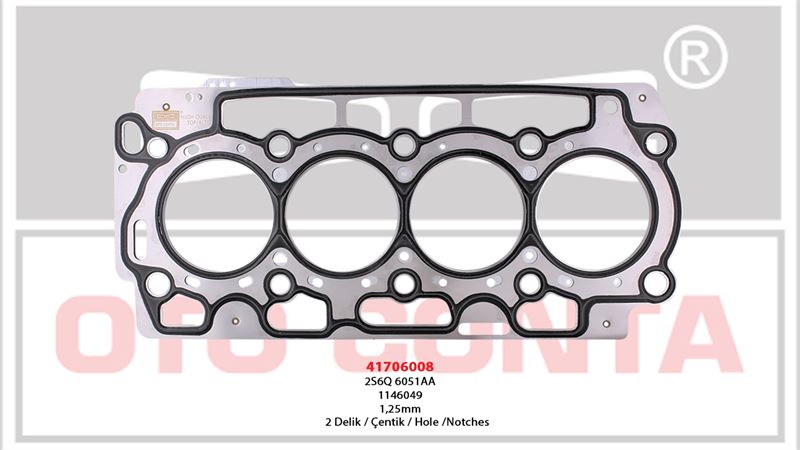 Silindir Kapak Contası 2 Delik Çelik MLS 1.25 mm (Ford Fiesta, Fusion, Peugeot P206/P207/P307, Bipper, Citroen C2/C3/Nemo)