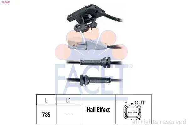 FACET Citroen C4 1.6 Hdi/1.4 ve Peugeot 307 1.4/1.6 Hdi Arka ABS Sensörü