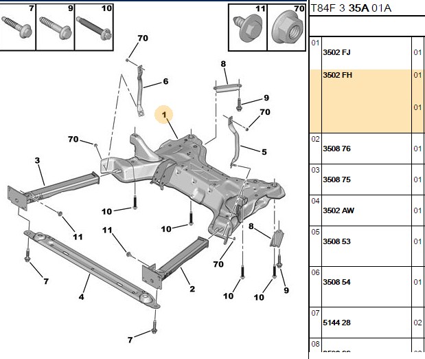 PSA Motor Traversi 307 Y.M. 308 3008 5008 RCZ