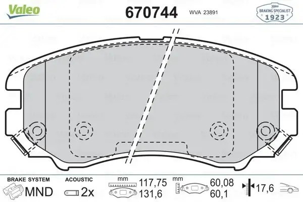 VALEO Hyundai Tucson 2.0 Crdi ve Kia Sportage 2.0 Crdi Ön Fren Balatası 131 mm