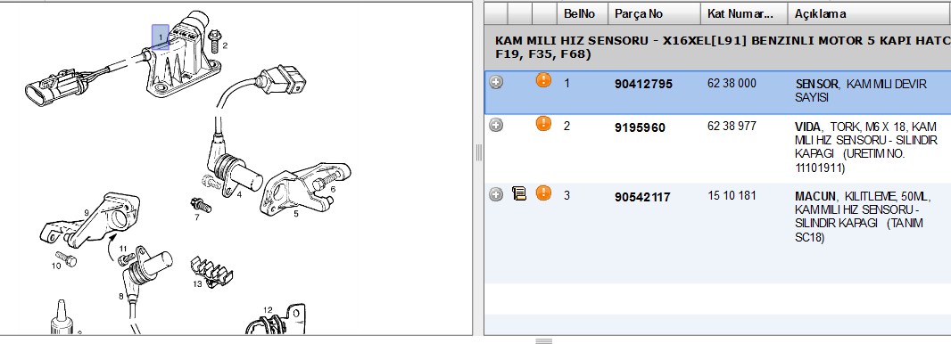 SENSOR KAM MILI(EKSANTIRIK)X16XEL