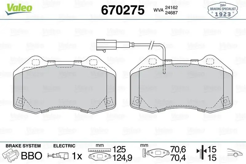 VALEO Alfa Romeo Mito 1.4 Ön Fren Balatası 125 mm