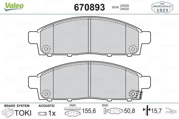 VALEO Mitsubishi L200 2.5 ve Fiat Fullback 2.4D Ön Fren Balatası 156 mm