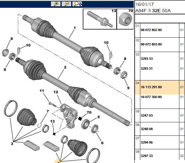 Aks Körüğü İç (Peugeot PP5008 II, PP3008, PP2008 I, PP308 II, PP208 I)