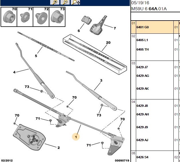 PSA On Silecek Mekanizması Partner M4 M59 Berlingo 6401.A5