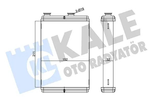 KALE Fiat Doblo, Punto ve Idea 1.2-1.9 Klima Radyatörü 211×152×32